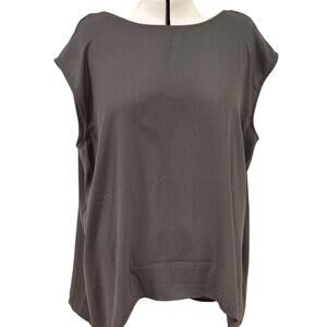 Halogen Nordstrom Women 3X Dark Gray Sleeveless V Back Career Work Blouse